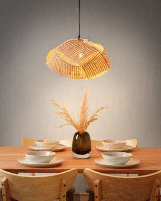 Lampa wisząca HALIL Drewno bambusowe Beżowy