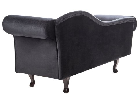 Szezlong welurowy prawostronny czarny LATTES II