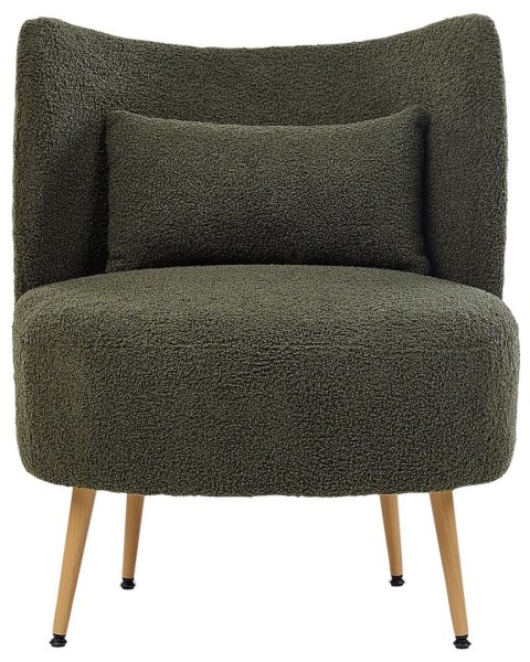 Fotel OTSBY II Z poduszką Boucle Ciemnozielony