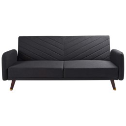 Sofa rozkładana len syntetyczny czarna SENJA Lumarko!