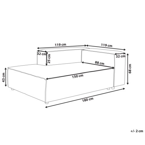 Szezlong lniany prawostronny beżowy APRICA
