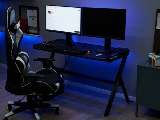 Biurko gamingowe RGB LED 120 x 60 cm czarne DANVERS