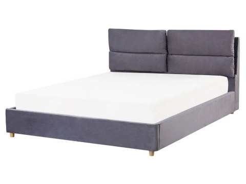 Łóżko z pojemnikiem Welur BATILLY 160 x 200 cm Szary