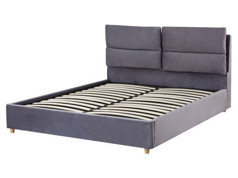 Łóżko z pojemnikiem Welur BATILLY 160 x 200 cm Szary