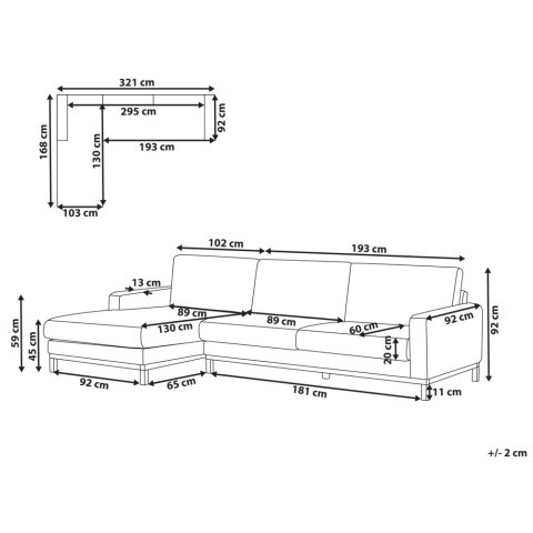 Narożnik prawostronny sztruksowy jasnobeżowy SIGGARD
