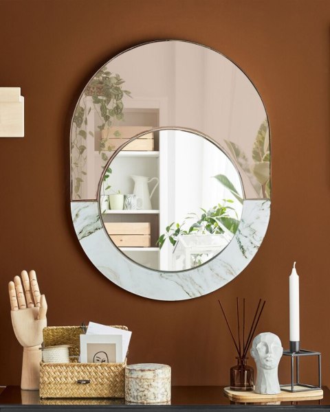 Lustro ścienne RETY 50 cm 65 cm Kamień Różowe złoto