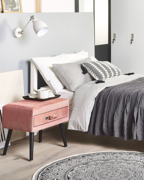 Szafka nocna EUROSTAR Sztruks Różowy