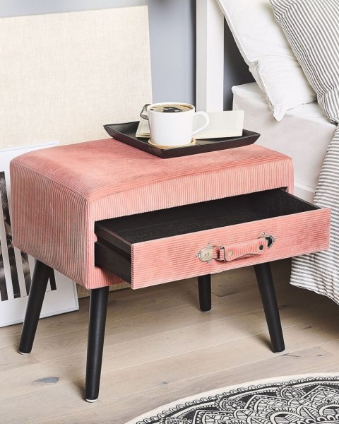 Szafka nocna EUROSTAR Sztruks Różowy