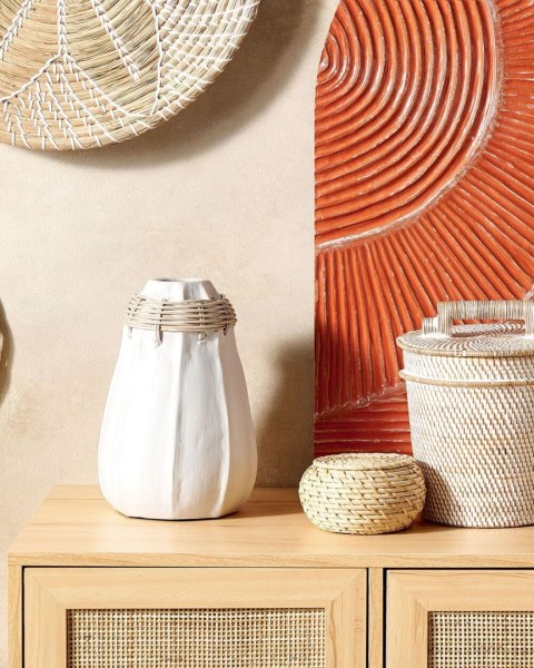 Wazon dekoracyjny KAMPAR Ceramika 30 cm Biały