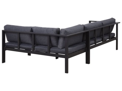 Narożnik ogrodowy ze stolikiem dla 5 osób MESSINA Lewostronny Metal Czarny