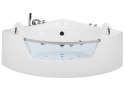 Wanna narożna LED z hydromasażem 201 x 150 cm biała MANGLE Lumarko!