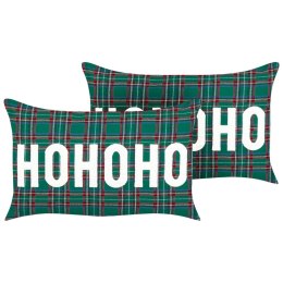 Zestaw 2 poduszek dekoracyjnych JOYCANDY 30 x 50 cm Zielony Wzór świąteczny Lumarko!
