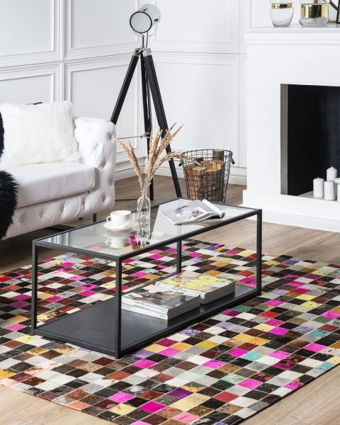 Dywan patchwork skórzany 200 x 200 cm wielokolorowy ENNE