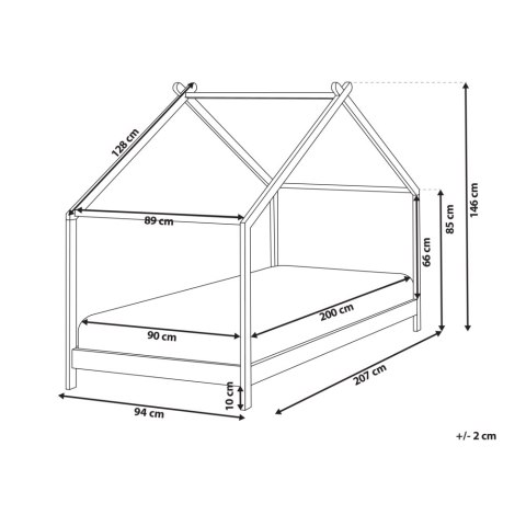 Łóżko dziecięce domek drewniane 90 x 200 cm szare ORLU
