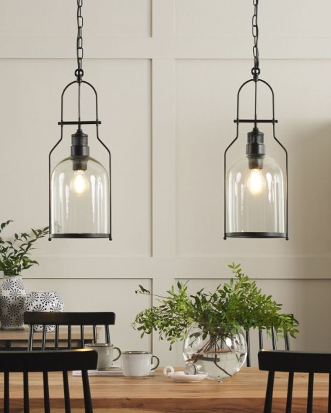 Zestaw 2 lamp wiszących BASHILO Metal Czarny