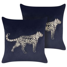 Zestaw 2 poduszek dekoracyjnych MARULA Welur 45 x 45 cm Czarny Wzór zwierzęcy Lumarko!