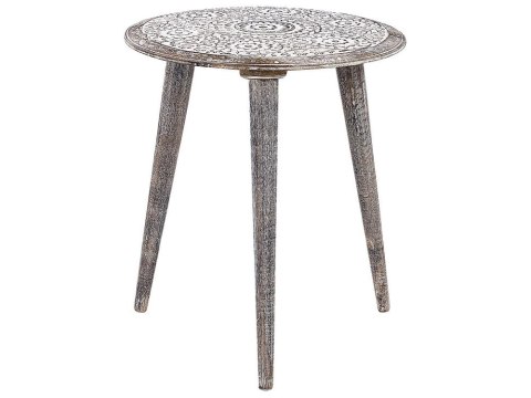 Zestaw 2 stolików pomocniczych drewno mango złamana biel BARJU