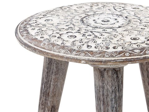 Zestaw 2 stolików pomocniczych drewno mango złamana biel BARJU