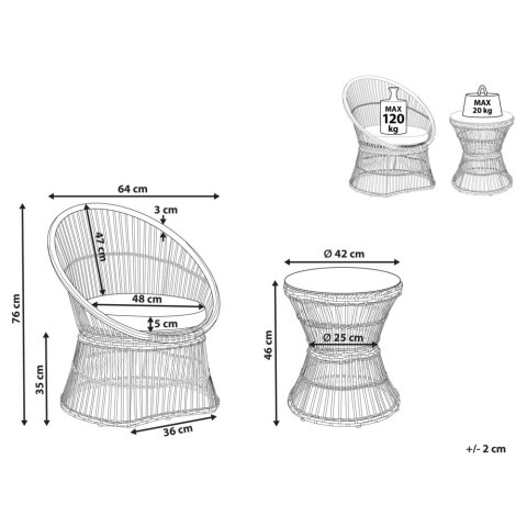 Zestaw mebli balkonowych z poduszkami MESYNA Technorattan Biały