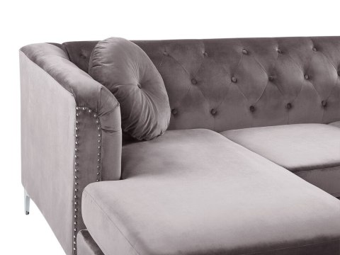 Narożnik welurowy prawostronny szary FLEN