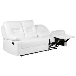 Sofa z manualną funkcją relaksu 3-osobowa ekoskóra biała BERGEN Lumarko!