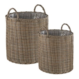 Zestaw 2 doniczek BITOLA Technorattan 40/48 cm Brązowy