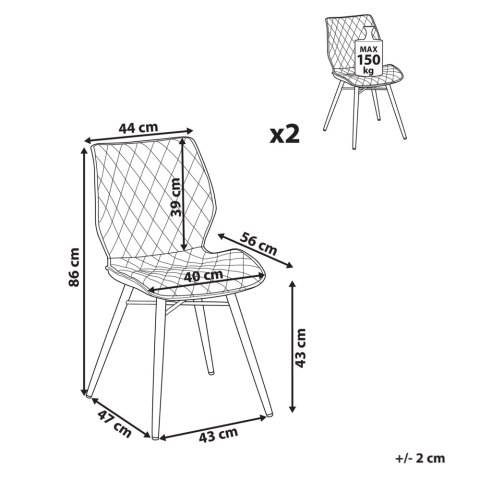 Zestaw 2 krzeseł do jadalni LISLE Złoty brąz