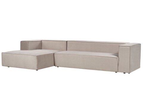 Narożnik welurowy 3-osobowy prawostronny beżowoszary VERNON