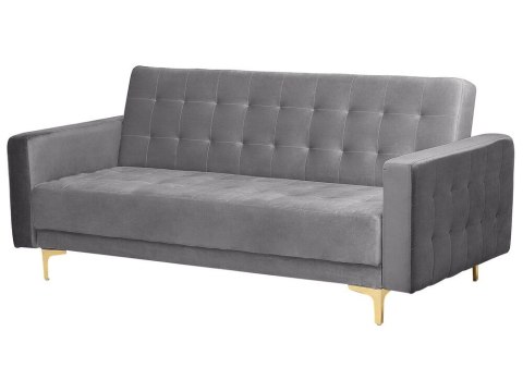Sofa rozkładana welurowa szara ABERDEEN