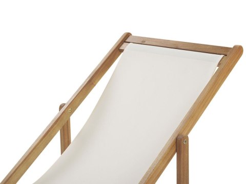 Zestaw 2 leżaków ogrodowych i 2 wymiennych tkanin jasne drewno akacjowe z białym / wzór w kwiaty ANZIO