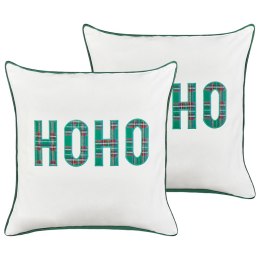 Zestaw 2 poduszek dekoracyjnych JOYCANDY Bawełna 45 x 45 cm Biały Wzór świąteczny Lumarko!