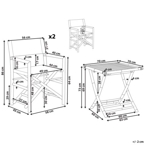 Zestaw mebli balkonowych MOLISE Drewno Jasnobrązowy