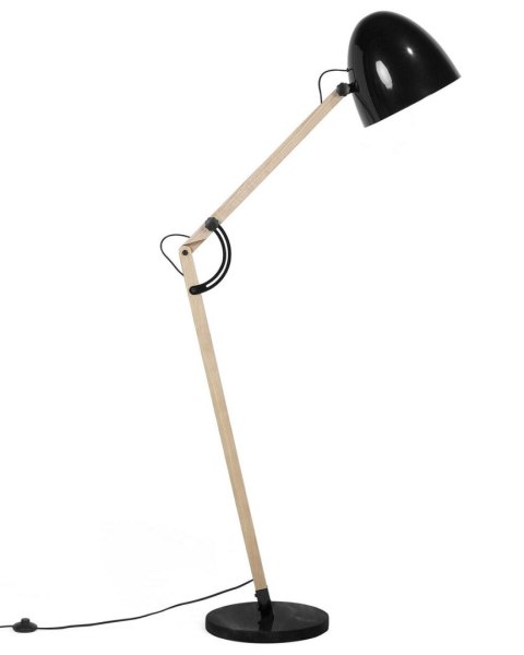 Lampa podłogowa HETTON Regulowana Drewno Czarny
