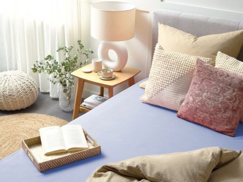 Prześcieradło z gumką JANBU Bawełna 90x200 cm Błękitny