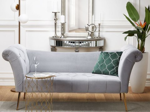 Szezlong welurowy szary NANTILLY