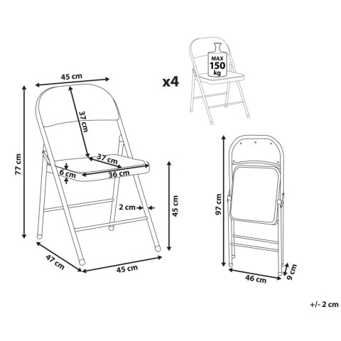 Zestaw 4 składanych krzeseł SPARKS Niebieski