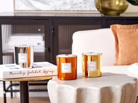 3 świece zapachowe sojowe szarlotka/ jaśmin/ zimowe słońce METALLIC GLAMOUR