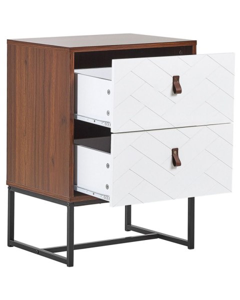 Szafka nocna 2 szuflady NUEVA Ciemny brąz/ biały