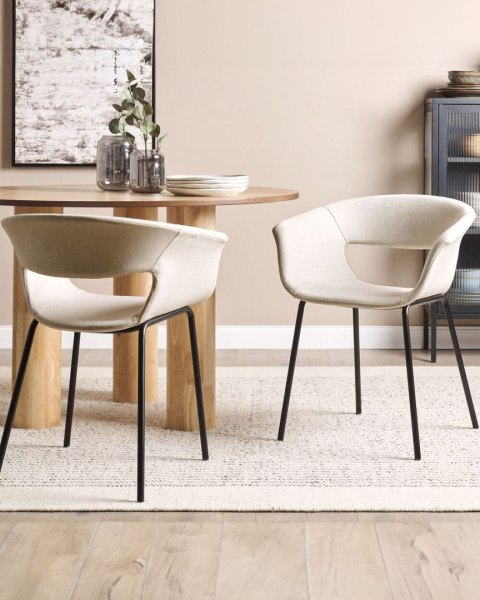 Zestaw 2 krzeseł do jadalni ELMA Jasnobeżowy