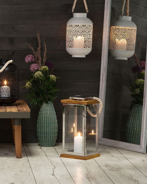 Lampion BORNEO Metal 41 cm Srebrny