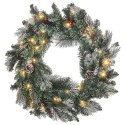 Ośnieżony wieniec świąteczny ze światełkami ⌀ 40 cm zielony WAPTA Lumarko!