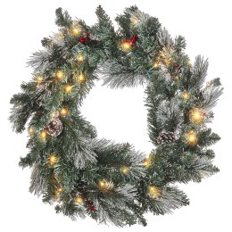 Ośnieżony wieniec świąteczny ze światełkami ⌀ 40 cm zielony WAPTA Lumarko!