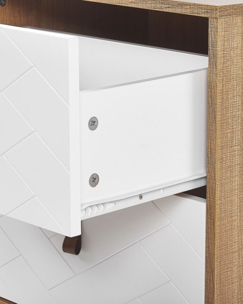 Szafka nocna 2 szuflady NUEVA Jasny brąz/ biały