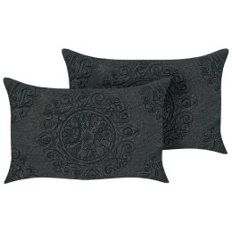 Zestaw 2 poduszek dekoracyjnych VELOOR Bawełna 30 x 50 cm Ciemnoszary Wzór orientalny Lumarko!
