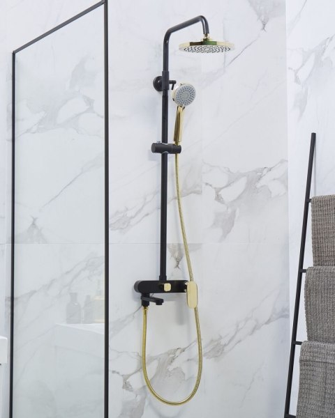 Kolumna prysznicowa z deszczownicą GURARA Czarny/ złoty