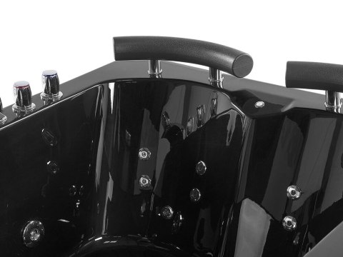 Wanna narożna LED lewa z hydromasażem 158 x 113 cm czarna PARADISO