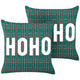 Zestaw 2 poduszek dekoracyjnych JOYCANDY 45 x 45 cm Zielony Wzór świąteczny Lumarko!