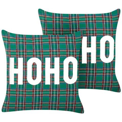 Zestaw 2 poduszek dekoracyjnych JOYCANDY 45 x 45 cm Zielony Wzór świąteczny Lumarko!