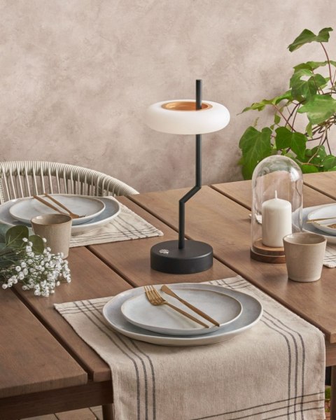 Bezprzewodowa lampa stołowa LED ALVIELA Ze ściemniaczem Metal Czarny