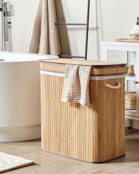 Kosz bambusowy z pokrywką jasne drewno KALTHOTA